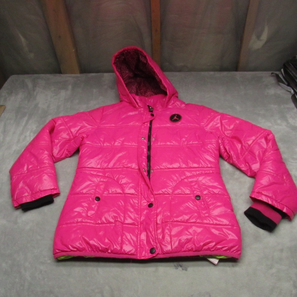 Jordan Flight Jacket Girls Large 12-13 Yrs Pink‎ Insulated Hooded Quilted Puffer